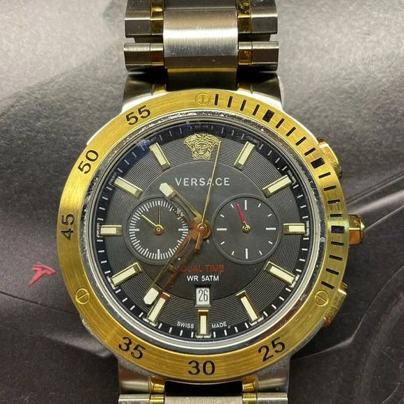 Versace dual time hot sale watch